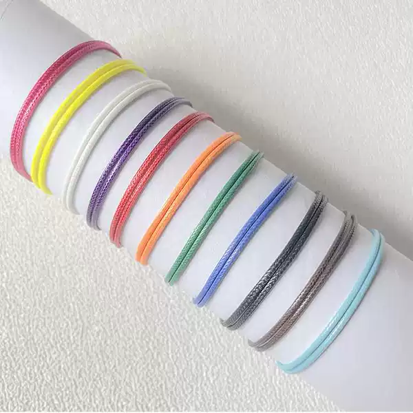 European and American Cross-Border Hot-Selling Wax Thread Bracelets, Colorfulful Simple Adjustable Hand-Woven Bracelets, Beach Bracelets, Manufacturer Batches
