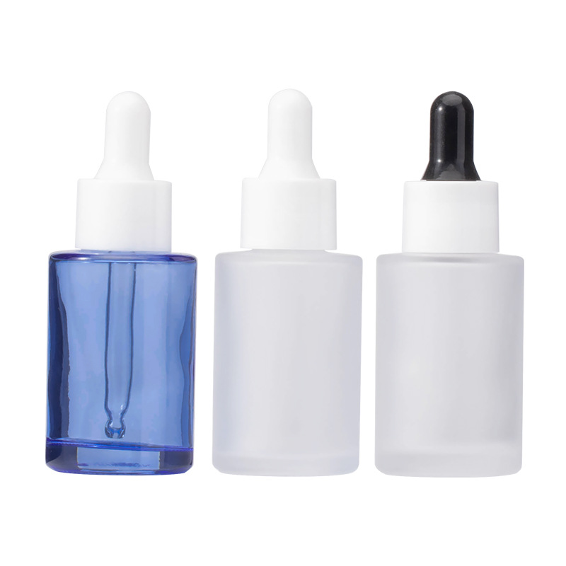 Xumin embalaje 30ml botella cuentagotas azul transparente vidrio esmerilado botella de aceite esencial esencia líquido sub-botella cabeza de goma blanca image 7