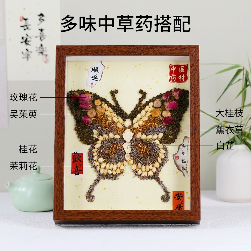 漢方薬の絵画フォトフレーム絵画装飾無形文化遺産手作り DIY 材料パッケージ伝統的な活動のための伝統的な中国医学ステッカーチームビルディング|undefined