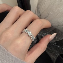 蝴蝶花朵可调节星辰花戒~蓝色珐琅锆石开口戒指女小众高级感指环
