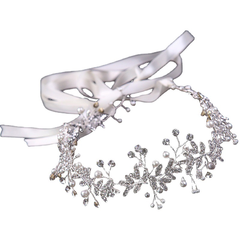 Estilo coreano blanco hecho a mano de cristal tocado dama de honor nupcial guirnalda accesorios para el cabello estilo coreano perla tocado flor pelo banda