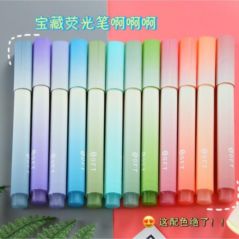 子供の賞品の学生の小さい贈り物のグラデーション色の蛍光ペンの学生は目のペンの創意の実用的な文房具の賞品を保護します。|undefined