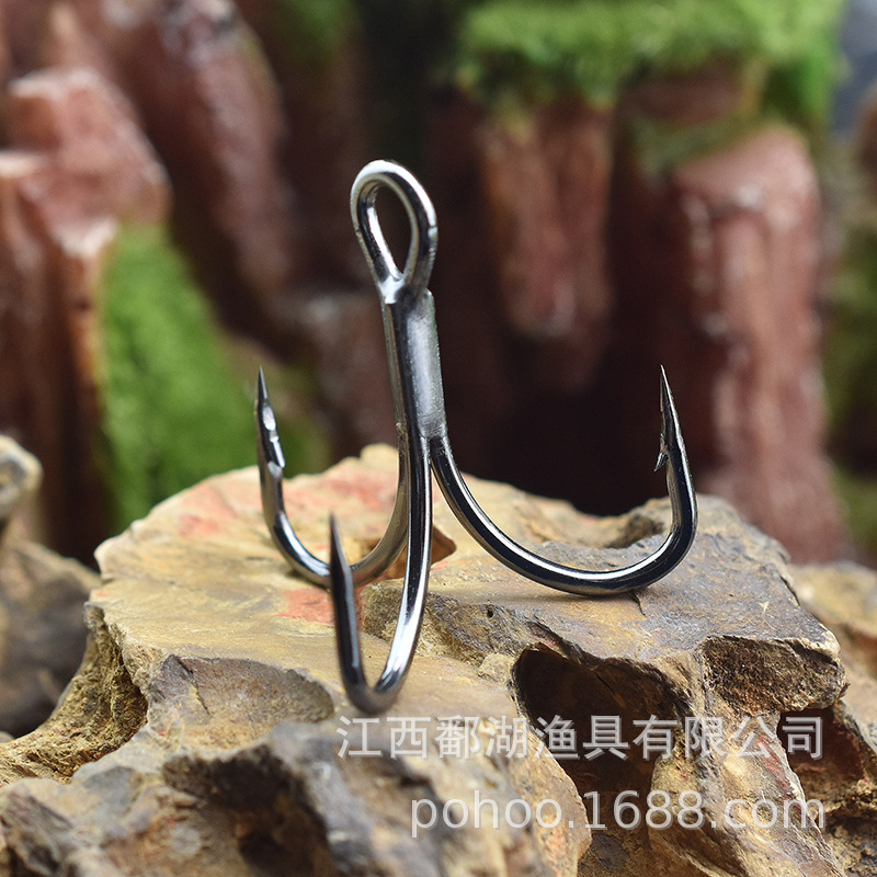 Qihu boutique tres gancho de anclaje cuatro veces reforzado PH56 super fuerte tensión luya tres ganchos de púas grande negro níquel brillante estaño