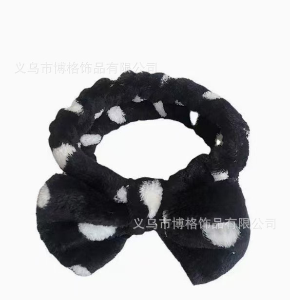 Diadema con lazo de lunares con estampado de leopardo europeo y americano, pañuelo facial SPA, diadema elástica transfronteriza, diadema de borde ancho a rayas