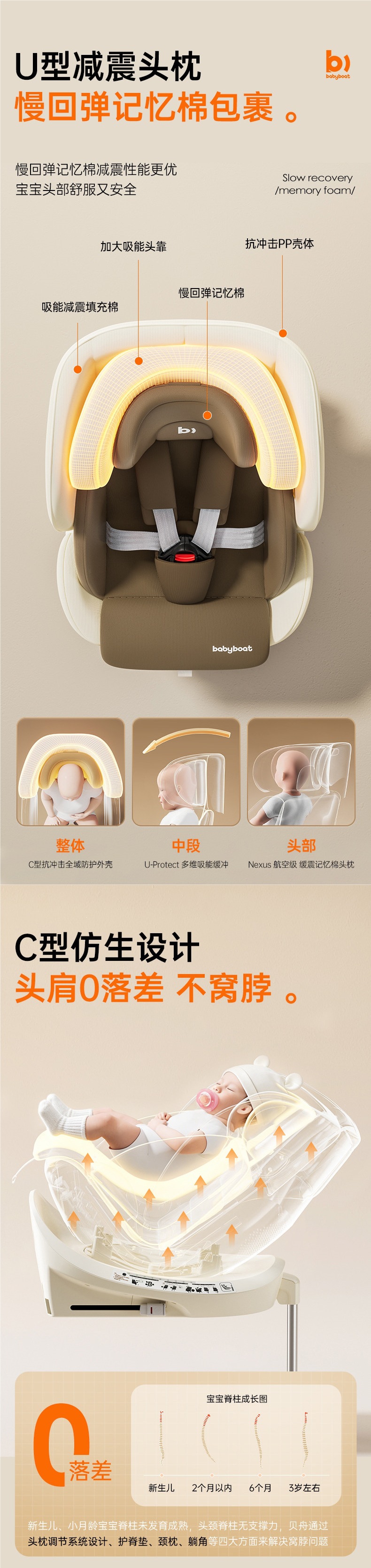 babyboat new national standard child safety seat for 0-12 year old babies, suitable for use in cars, with reclining and seating options