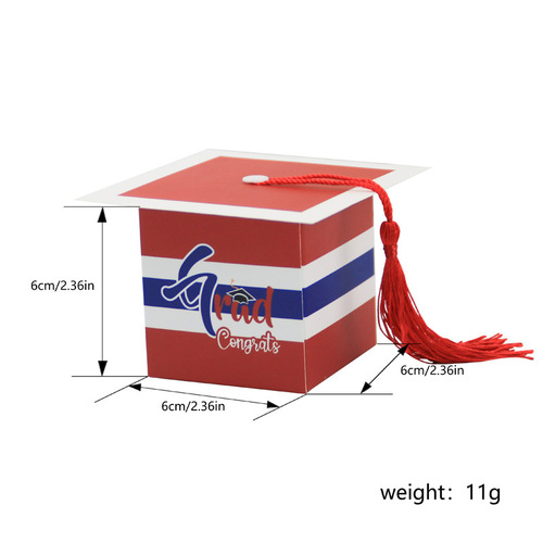 New Graduation Cap Box Graduation Celebration Party Packaging Gift Box Striped Bachelor’s Hat Doctor’s Hat Candy Box