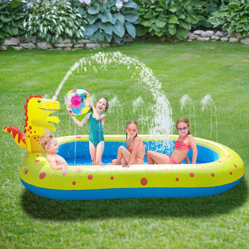 Spot inflatable dinosaur fountain outdoor dolphin sprinkler game mat children play toy swimming pool shark pool