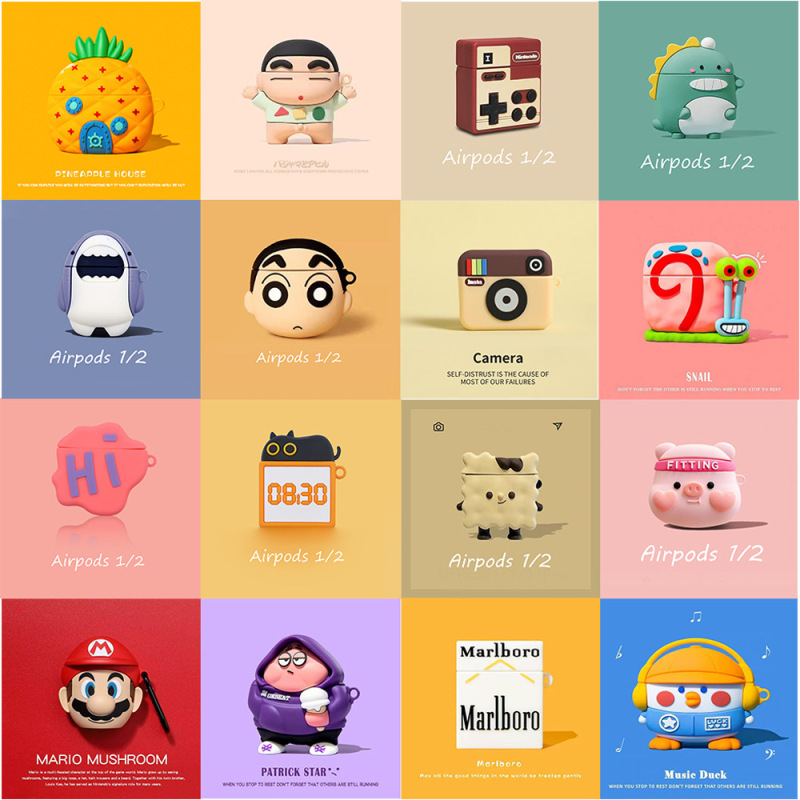 Special Offer Wholesale Apple AirPods 1/2 Generation Cartoon Headphone Protective Cover Wireless Bluetooth Headphone Protective Case Anti-Fall