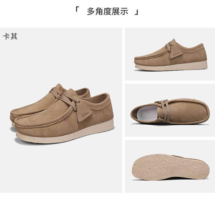 Giày lười nam da lộn mềm đế bệt kiểu mới, giày slip-on mũi tròn thoáng khí — Kaki, màu xám, màu đen chi tiết 22