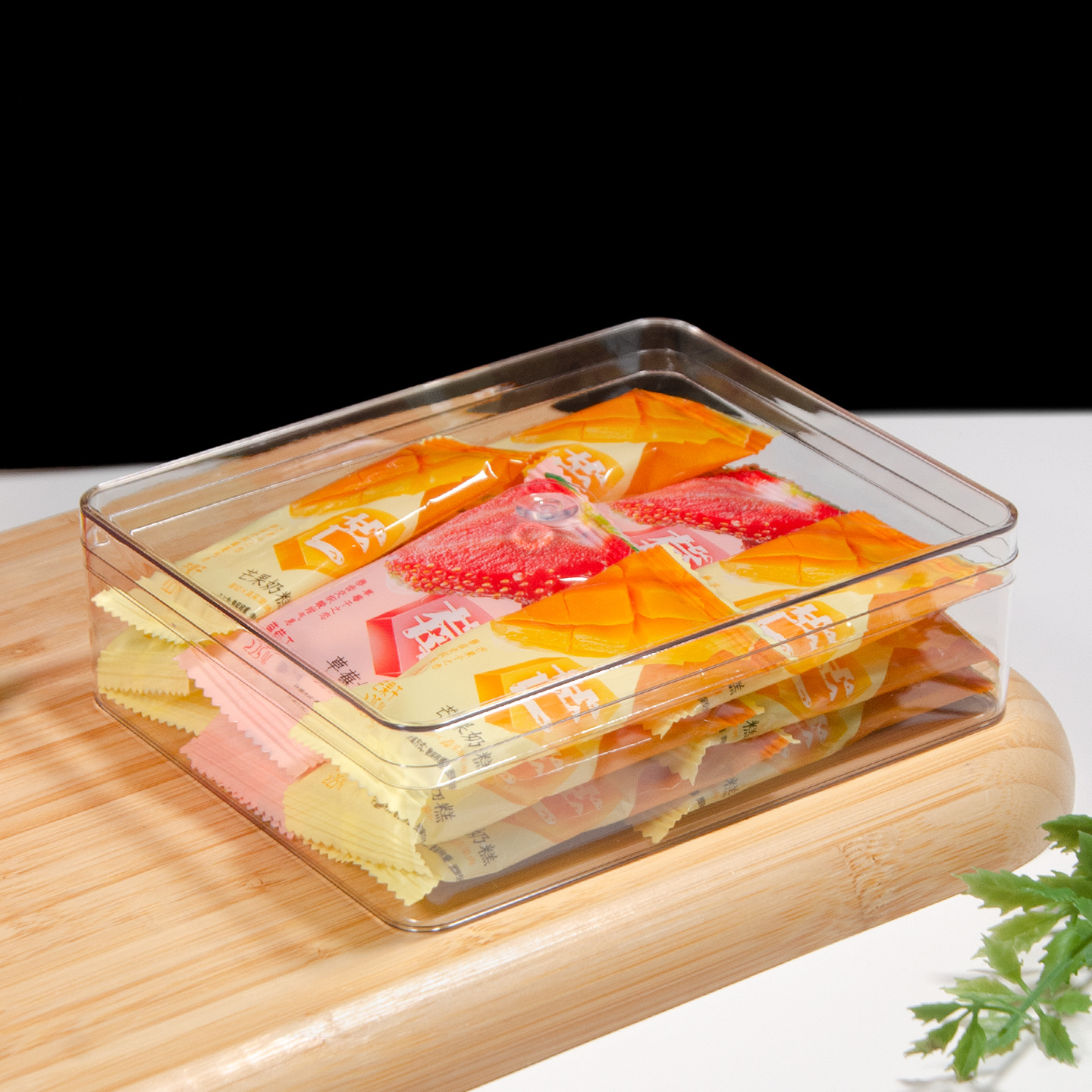 Caja de embalaje anti-caída 16 cm de panadería para bocadillos caja de galletas de plástico transparente rectangular con cubierta