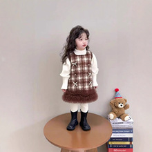 女童连衣裙2025年秋冬套装新款儿童洋气宝宝礼服加绒背心两件套裙