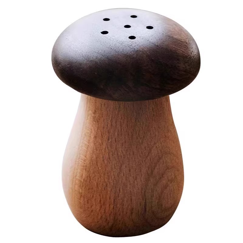 Caja de palillos de dientes caseros de madera sólida creativa de alta calidad, caja de palillos de dientes de hongo de nuez negra, estilo japonés de alto valor