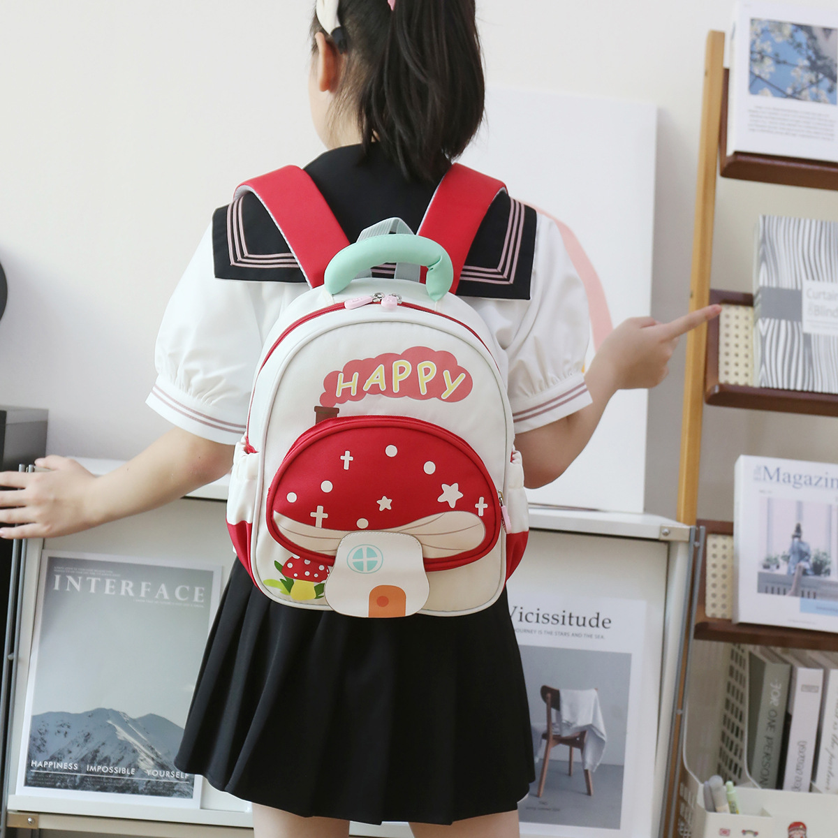 Nueva mochila para niños jardín de infantes mochila de hongos para niños y niñas tarjeta de viaje universal mochila de espalda