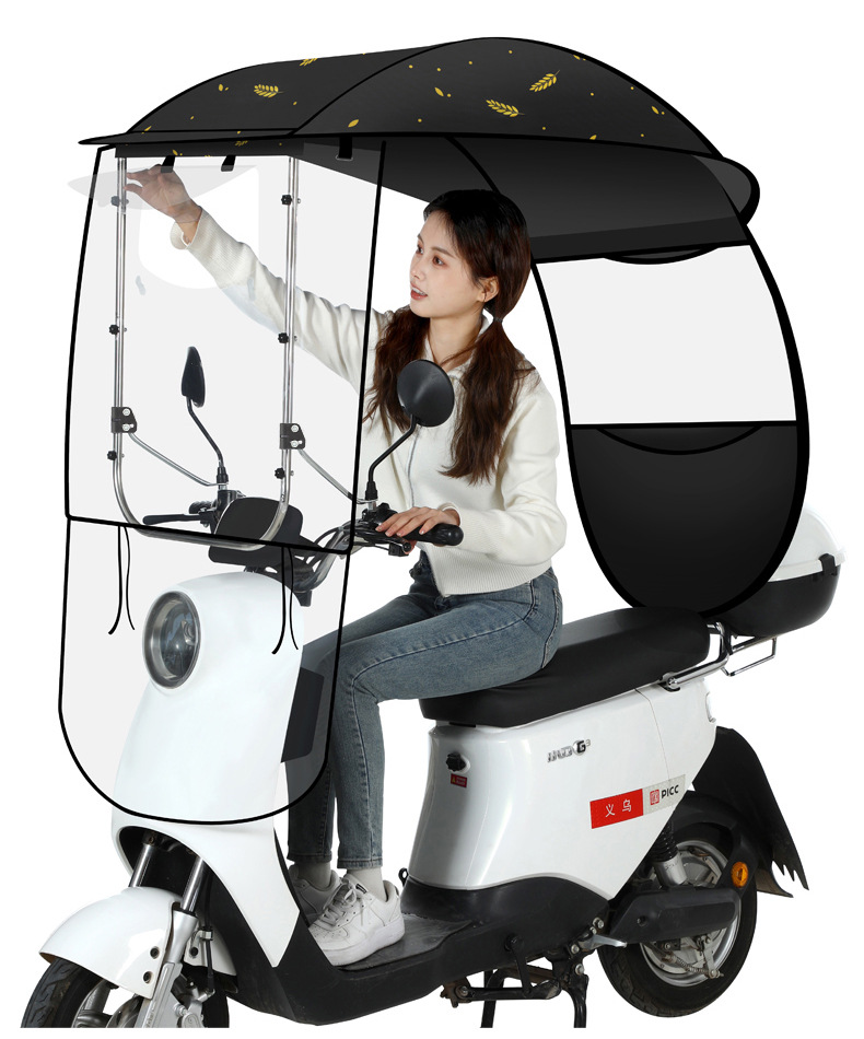 New Electric Car Canopy Small Battery Car Sunshade Motorcycle Canopy Thickened Black Rubber Sunscreen Waterproof Canopy