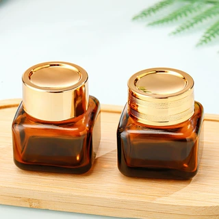 定制茶色玻璃霜膏瓶密封避光眼霜面霜瓶旅行便携化妆品小样分装瓶