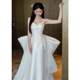 High-end Heavy Embroidered Light Wedding Dress Tube Top Fishtail Evening Dress Tail Banquet French Simple Satin Gauze