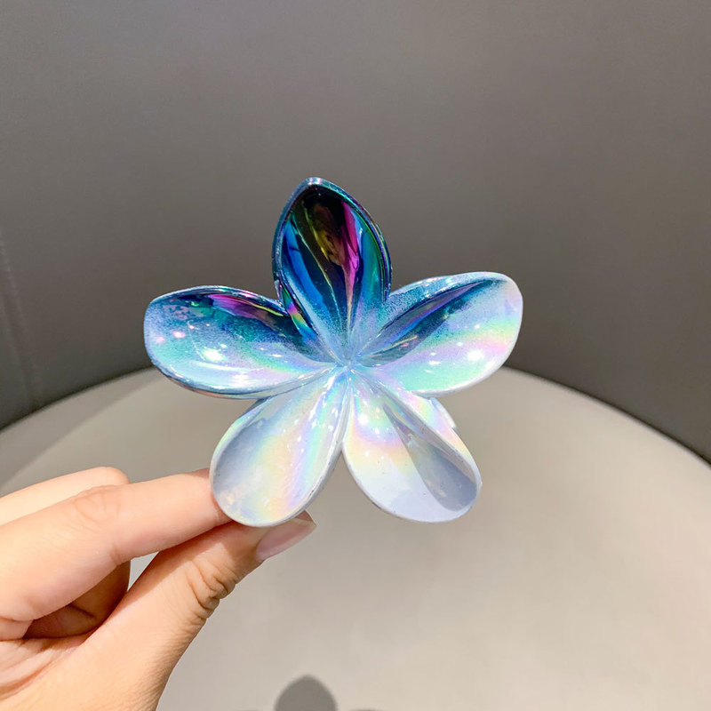 クロスボーダー真珠光沢のあるカラフルなプルメリアクリップ甘いガーリーハートフラワーヘアクリップ後頭部サメクリップカラフルなヘアクリップ|undefined