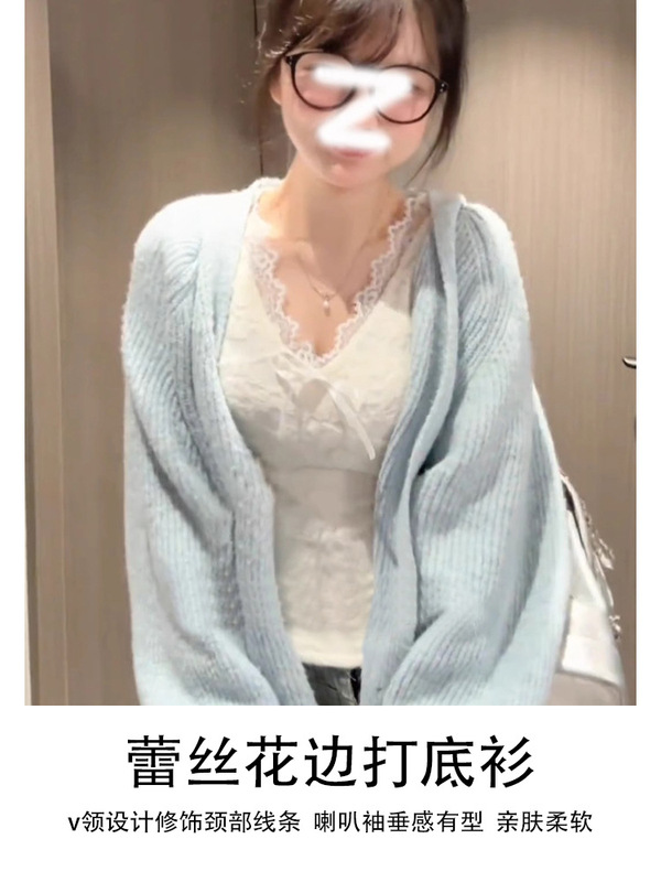 白色蕾丝V领打底衫2025新款内搭女长袖t恤秋季可外穿高级感上衣|undefined