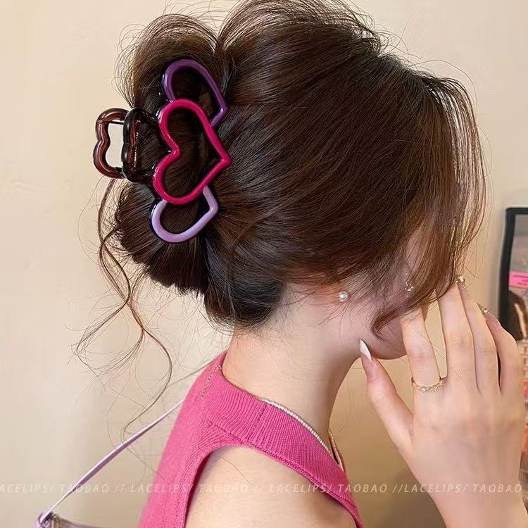気質愛対照的な色のヘアクリップ女性のための 2025 新しいスタイルの髪の量の多いサメクリップハイエンド後頭部ヘアクリップヘアアクセサリー|undefined