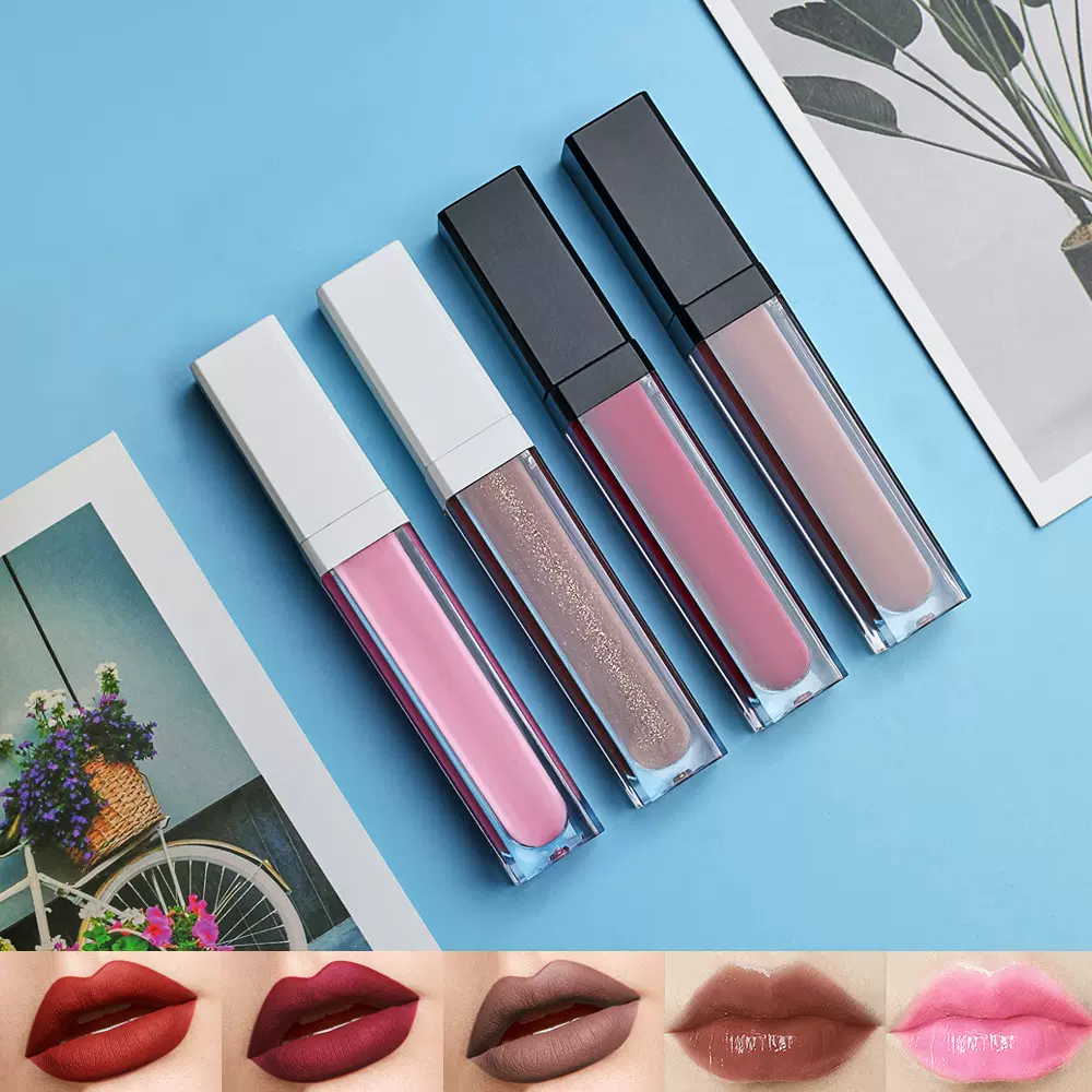 111色方管细闪珠光唇釉matte Lipstick欧美口红镜面唇彩跨境小批