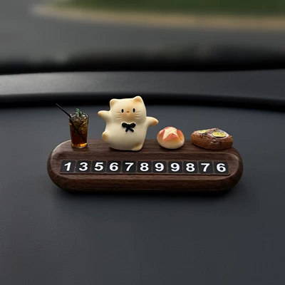 Nömrəli dayanma kartı Plate for Car, Mobile Phone Number - embrace-the-cute-kitten-american-style-bread-sourdough-bun-wood-grain-number-plate