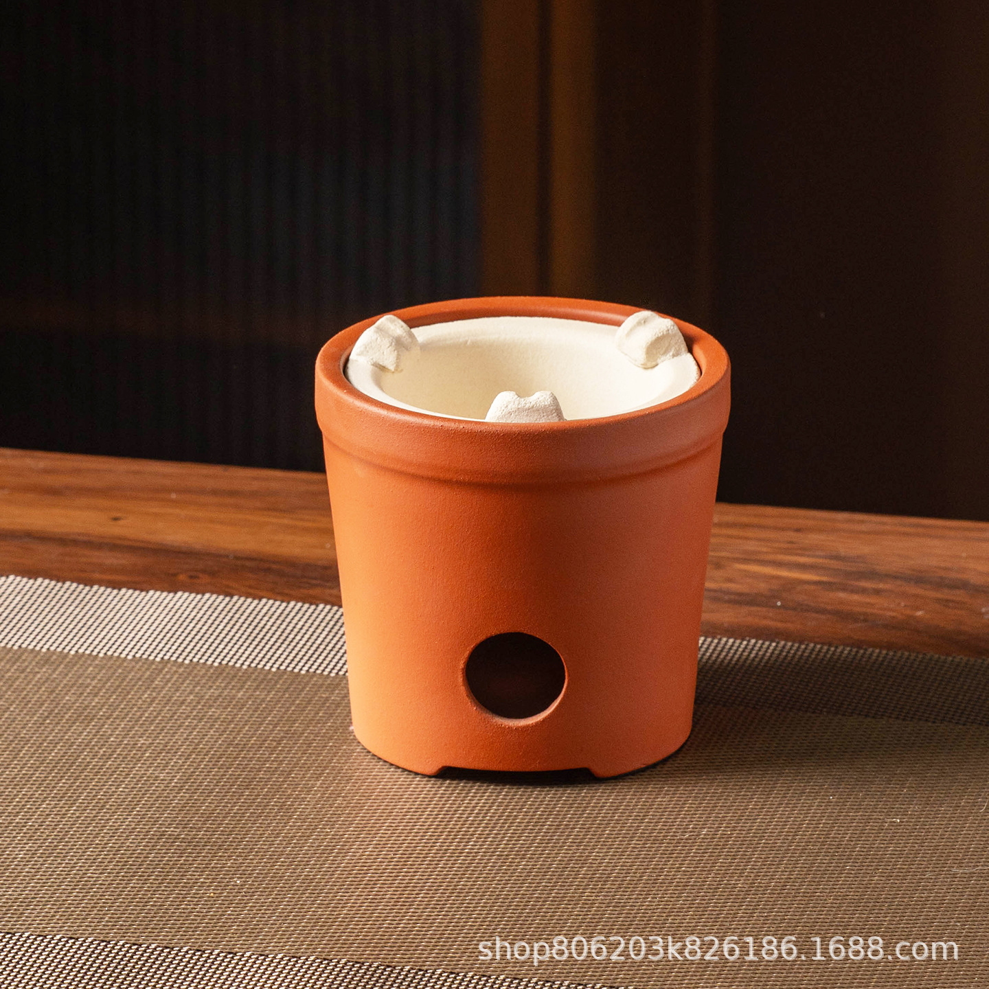 Wenguzhai Red Clay Ceramic Charcoal Stove for Boiling Water, Outdoor Tea Brewing Ceramic Stove, Chaoshan Chinese-Style Retro Alcohol Stove