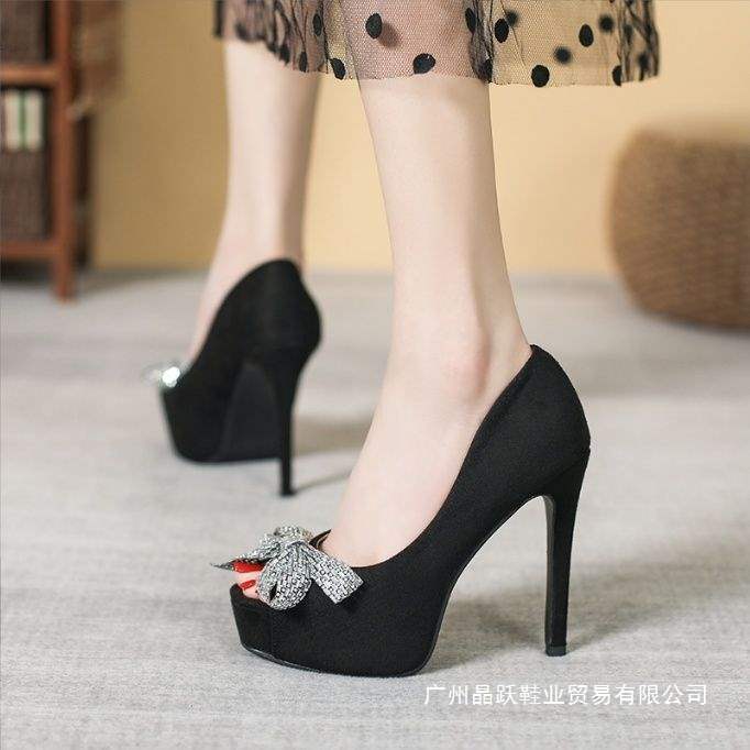 High-Heeled Shoes, Spring New Women's Shoes, Stiletto Heels, Waterproof Platform Fish Mouth Shoes, Versatile New Princess Shoes, Shallow Mouth