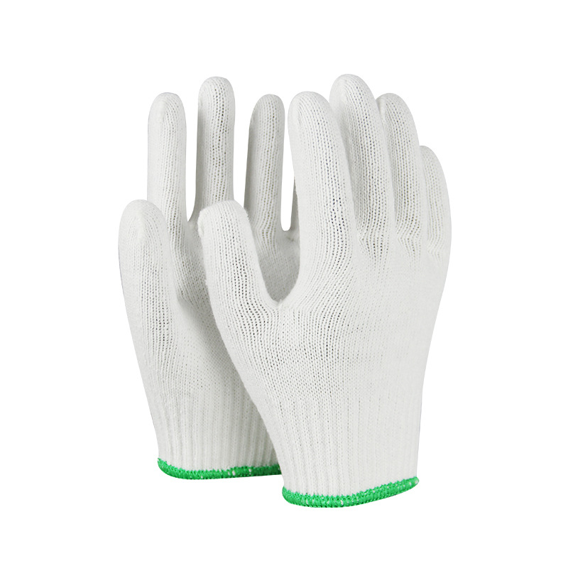 Trabajo en el sitio de construcción, guantes de hilo de algodón blanco engrosados y resistentes al desgaste, transpirables y absorbentes de sudor, protección laboral, reparación de automóviles, cepillado, guantes de hilo cálido