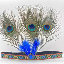 1920s盖茨比头饰 万圣节日派对头带欧美复古哥特风羽毛流苏发带戴