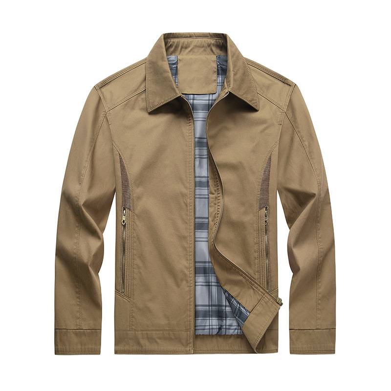 Business Jacket, Pure Cotton, Solid Color, New Autumn Style, Outdoor Windproof Breathable Windbreaker Jacket, Casual Coat, Dad's Outfit, Executive Style