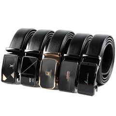男士頭層牛皮皮帶合金自動扣吊牌包裝真皮腰帶商超實體店褲帶批發