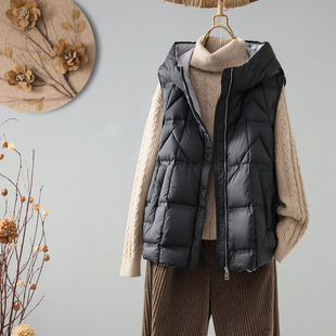 Down jacket women's 2025 new waistcoat autumn and winter wear Korean casual 90 white duck down hooded waistcoat vest coat