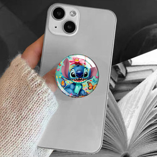 Cartoon Stitch Series 40mm Time Gem Lazy Live Broadcast Retractable Transparent Adhesive Mobile Phone Airbag Holder