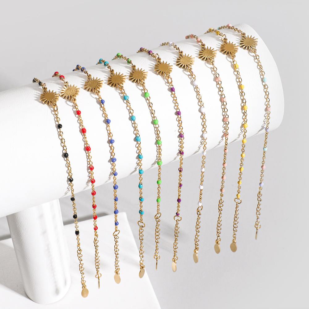 5g Weight Bracelets Classification 1 Piece Quantity Holiday, Daily Occasion Stainless Steel Material Sun Pattern Women's Gender Enamel, Plating Design Simple Style Style Simple Style Sun Stainless Steel Enamel Plating Bracelets 1 Piece 17