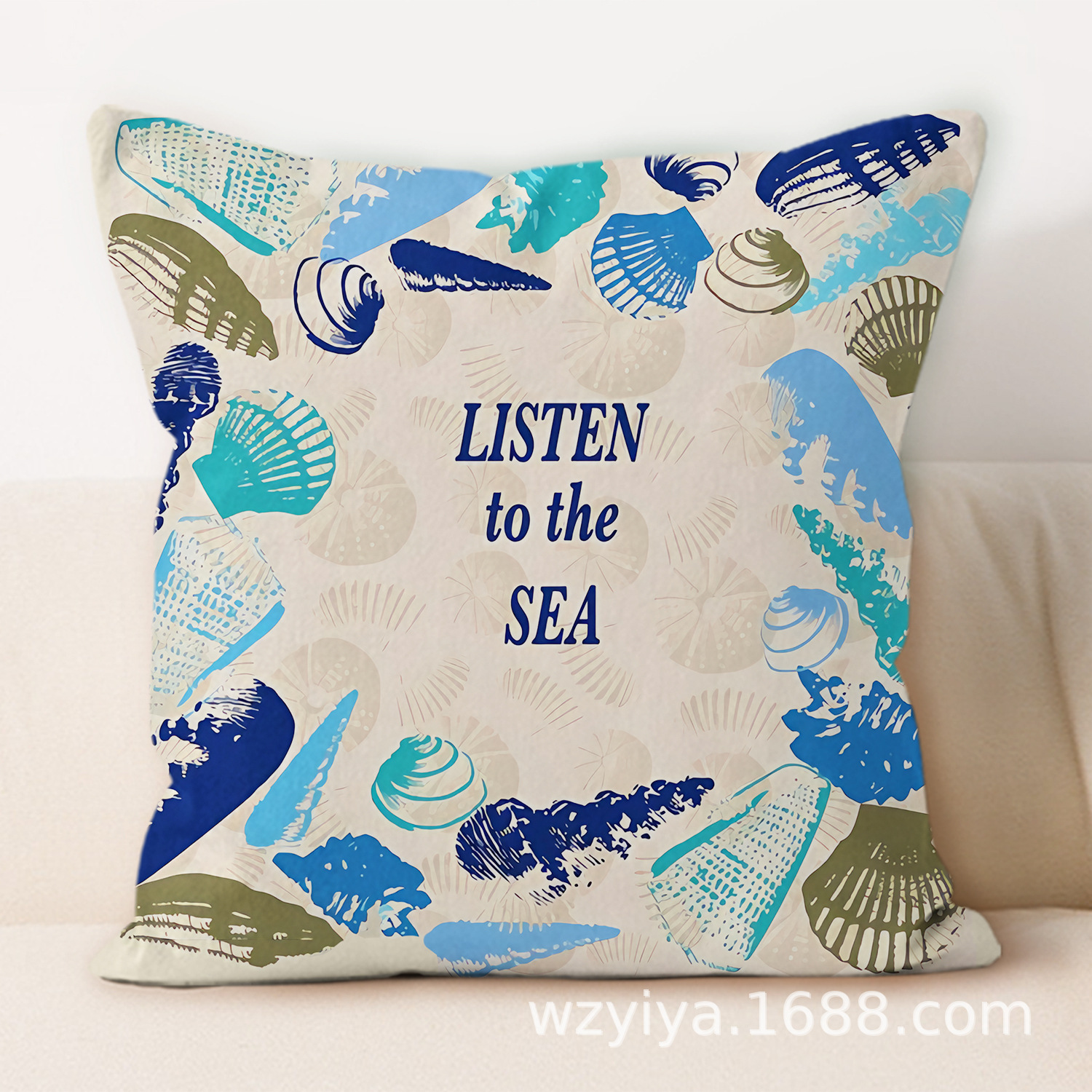 Sea shell impresión almohada de abrazo simple moderno sofá en el hogar cojín de respaldo decoración desmontable cuadrado almohada de cabeza de cama