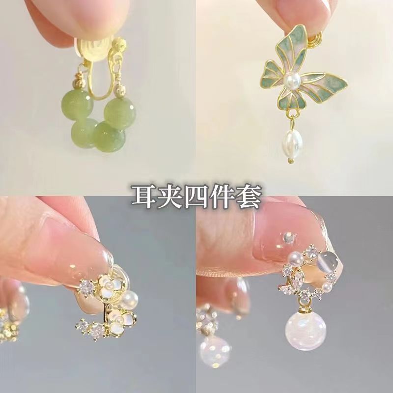 Los pendientes suaves del temperamento de Qingqingzi sin diseño femenino perforado del nicho estilo antiguo pendientes del todo-fósforo estilo chino Retro