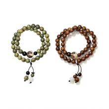 佛珠双圈金丝檀木手串情侣款莲花菩提念珠手持檀香绿檀木手链手工