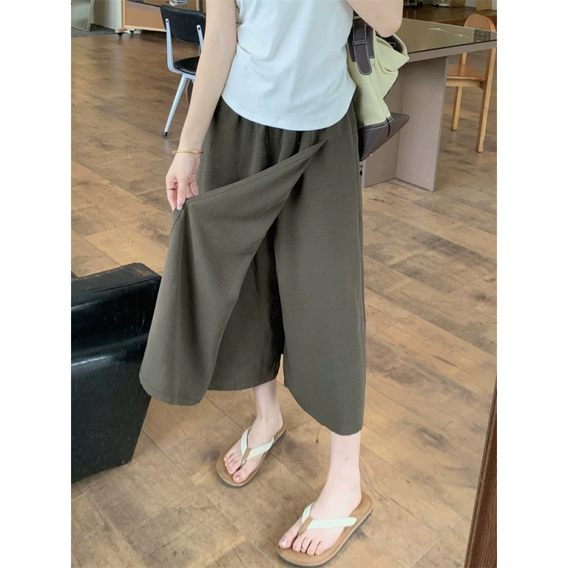 Реальный снимок, реальная цена, тонкие солнцезащитные брюки-кюлоты для женщин, разрез с высокой талией, ленивый стиль, толстые бедра и бедра, утягивающие брюки-кюлоты восьмиконечные/девятиточечные.