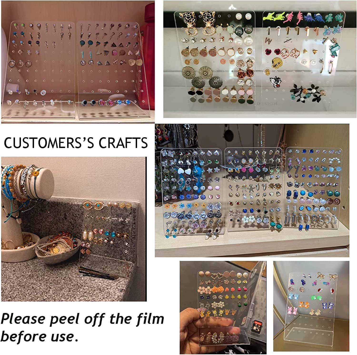 亚克力耳环架42孔耳钉展示架L形耳环珠宝展示收纳架工厂批发