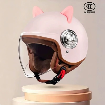 Motosiklet kaskı (dəbilqə): 3C certified, warm for autumn and - 801pink-transparent-long-mirror-pink-ears