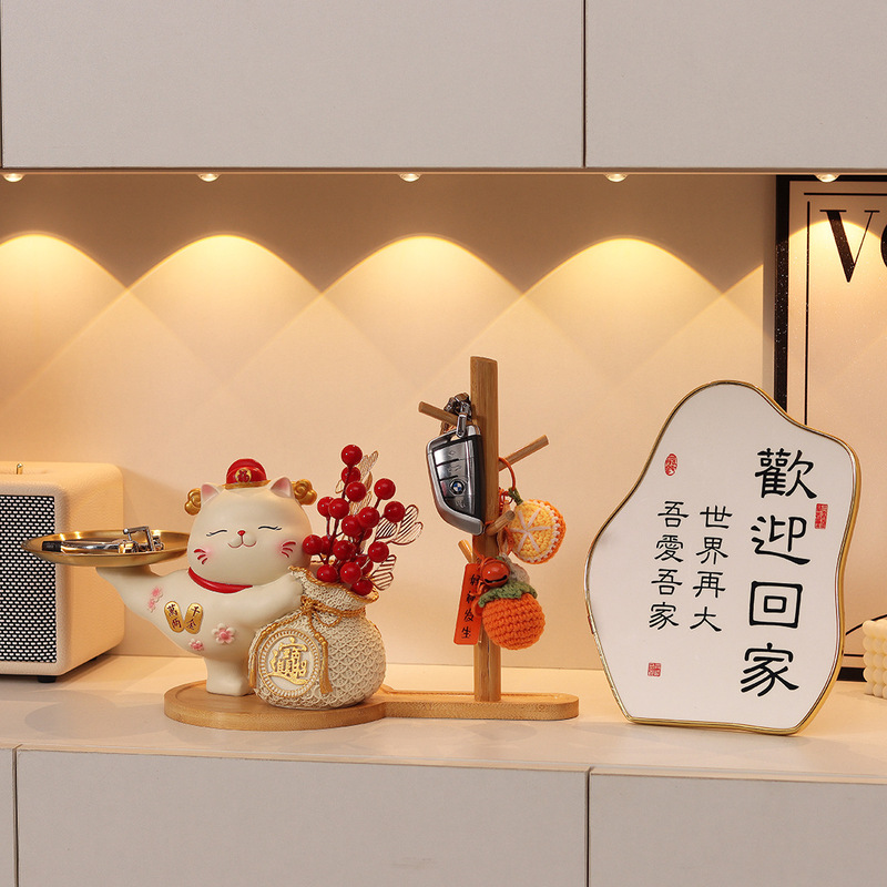 玄関の招き猫の装飾品、新築祝い、新年の贈り物、リビングルームの玄関ホール、家の鍵の収納、靴箱の装飾|undefined
