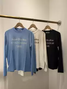 เสื้อแขนยาว AC แบบปรับแต่งได้ ลายตัวอักษร 1996 ดูเก่า ย้อมสี ฉีกขาด คอรอบ กันแดด เสื้อยืดแขนยาว สำหรับทั้งชายและหญิง