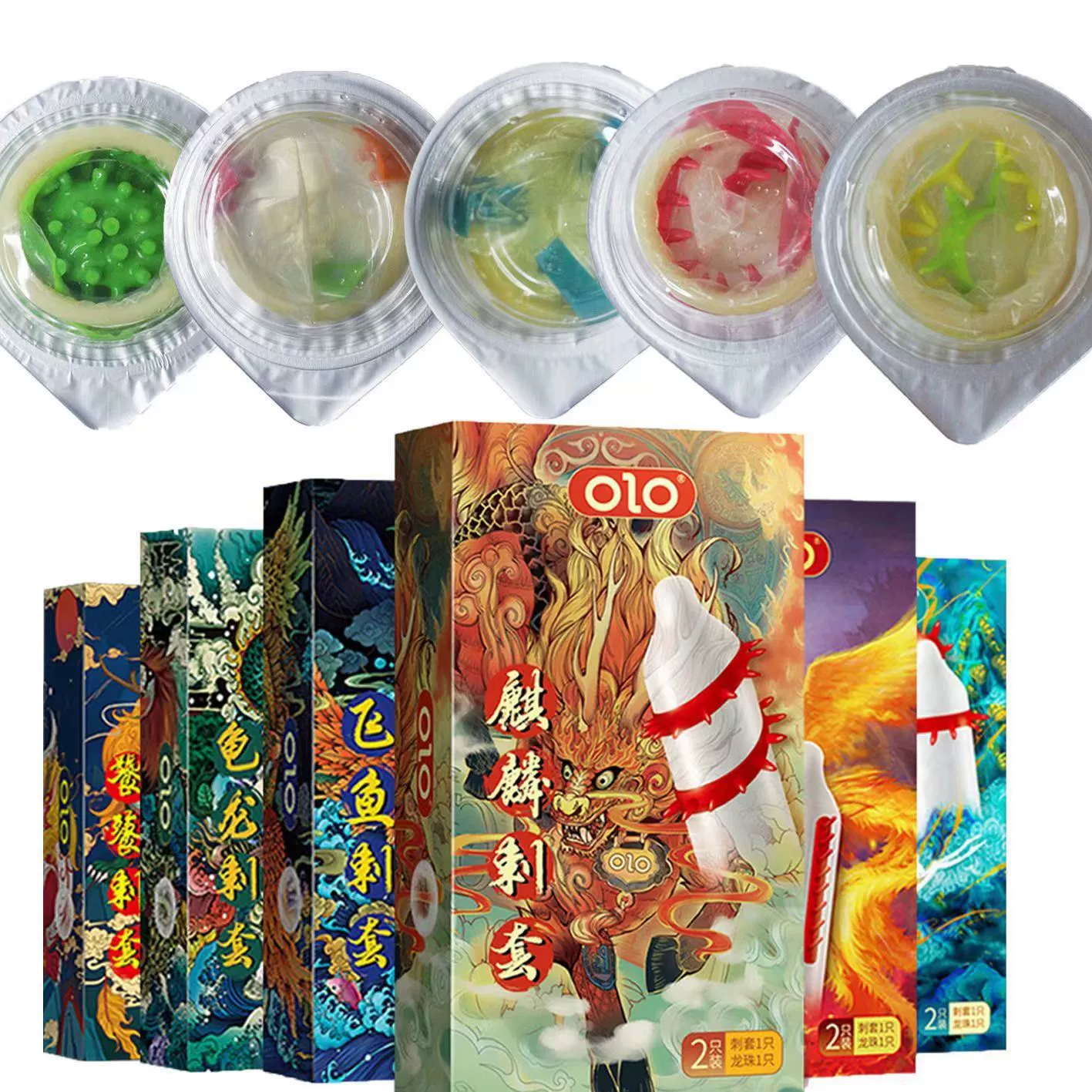 OLO Guochao 001 Презерватив, активирующий ультратонкий воздушный рукав, Мягкий рукав в форме пассионического презерватива с резьбой