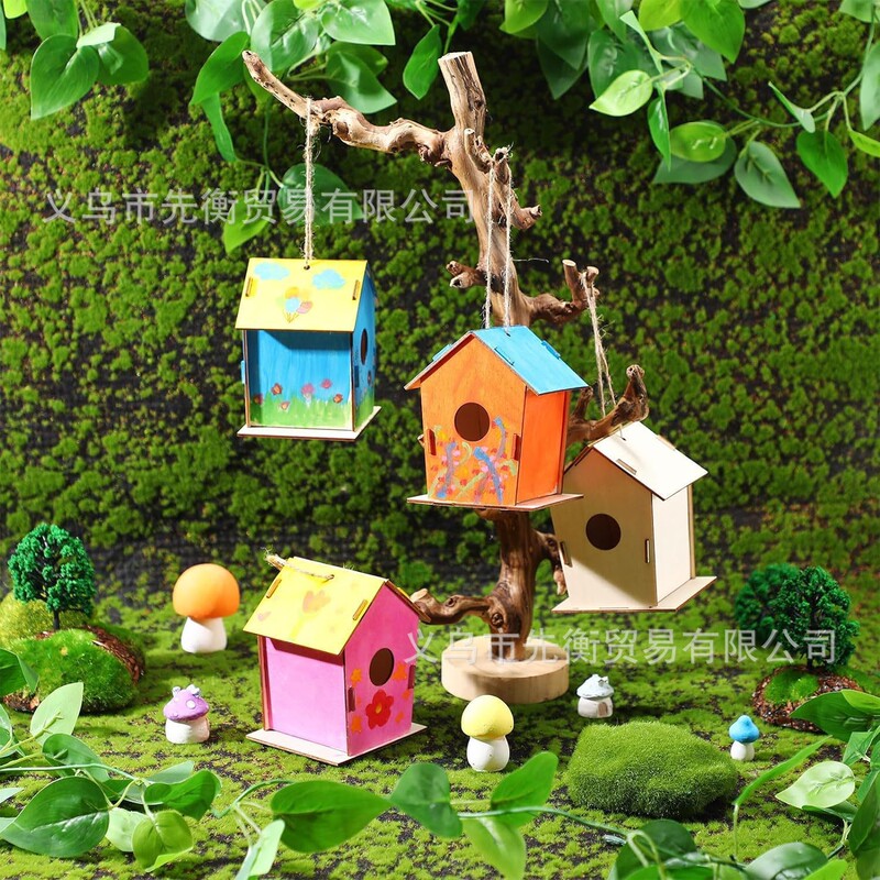 Unfinished Hanging Birdhouse Craft Wooden Toy Classroom Activity Creative Art Bird Nest Project Party Design Unfinished Hanging Birdhouse Craft Wooden Toy Classroom Activity Creative Art Bird Nest Project Party Design