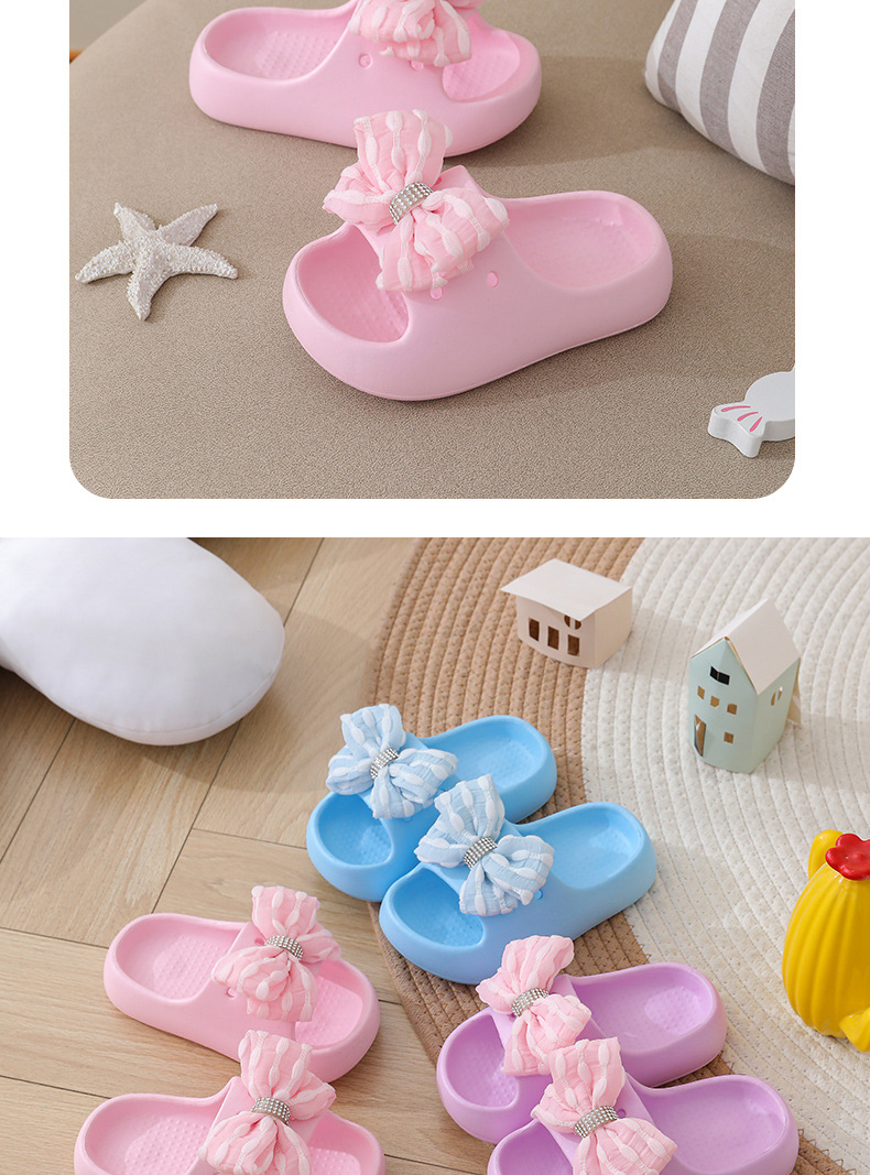 Kinder Damen Sommer süße Schleife Instagram rutschfeste dicke Sohle Indoor Outdoor Wear atmungsaktiv und bequem Koreanisch_voghion.com