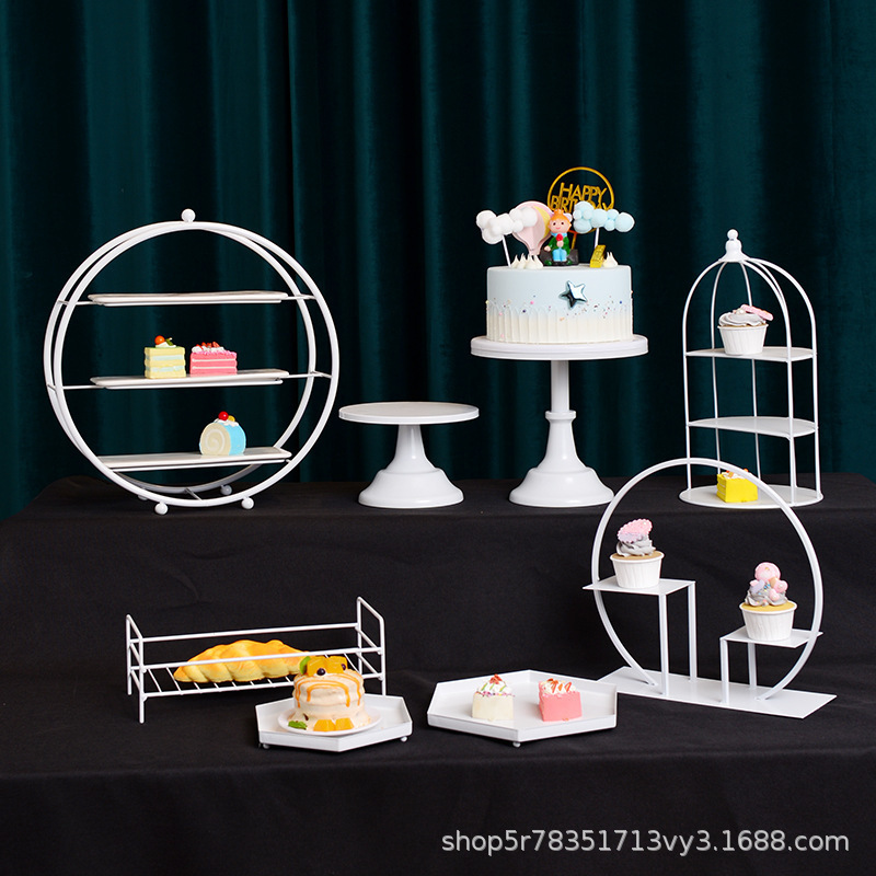 Hotel buffet estante de exhibición set de bandeja para café de la tarde estante de pastel estante de postre decoración de mesa de boda image 4