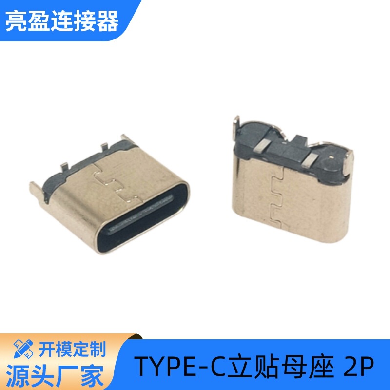 Type-C Smt Female Connector 2P Vertical Smt Short Body 6.5mm USB Simple Single Charging Socket Connector