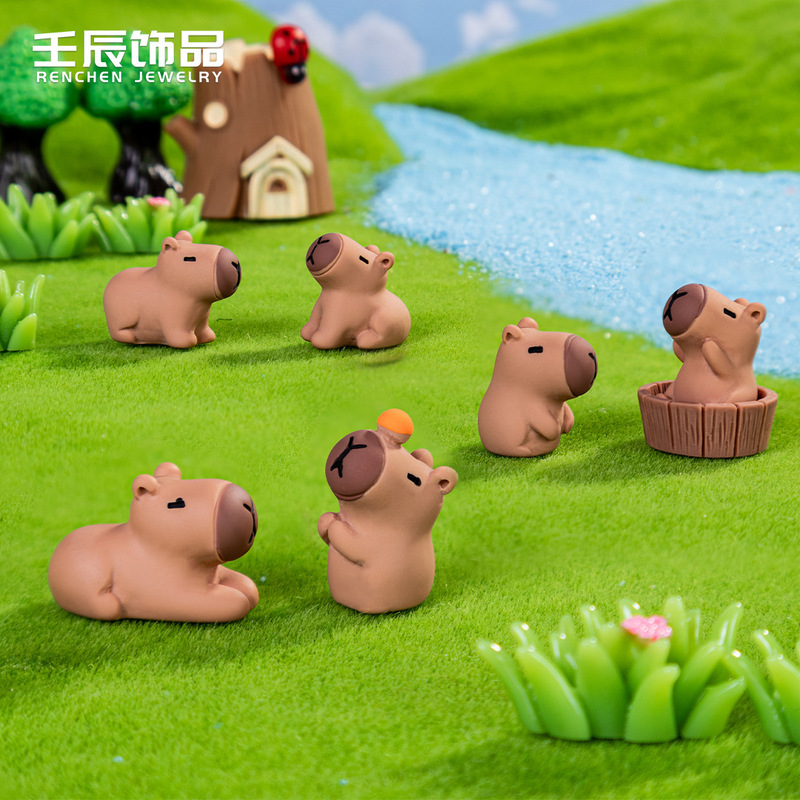 クリエイティブでかわいいカピバラバス DIY 樹脂クラフト装飾マイクロ風景デスクトップ車の装飾品|undefined