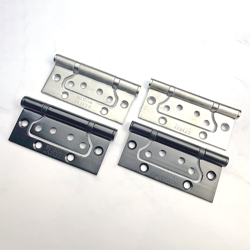 Fabricante de bisagras de acero inoxidable de 4 y 5 pulgadas para puertas de muebles, armarios y roperos, con rodamientos silenciosos y reducción de ruido.