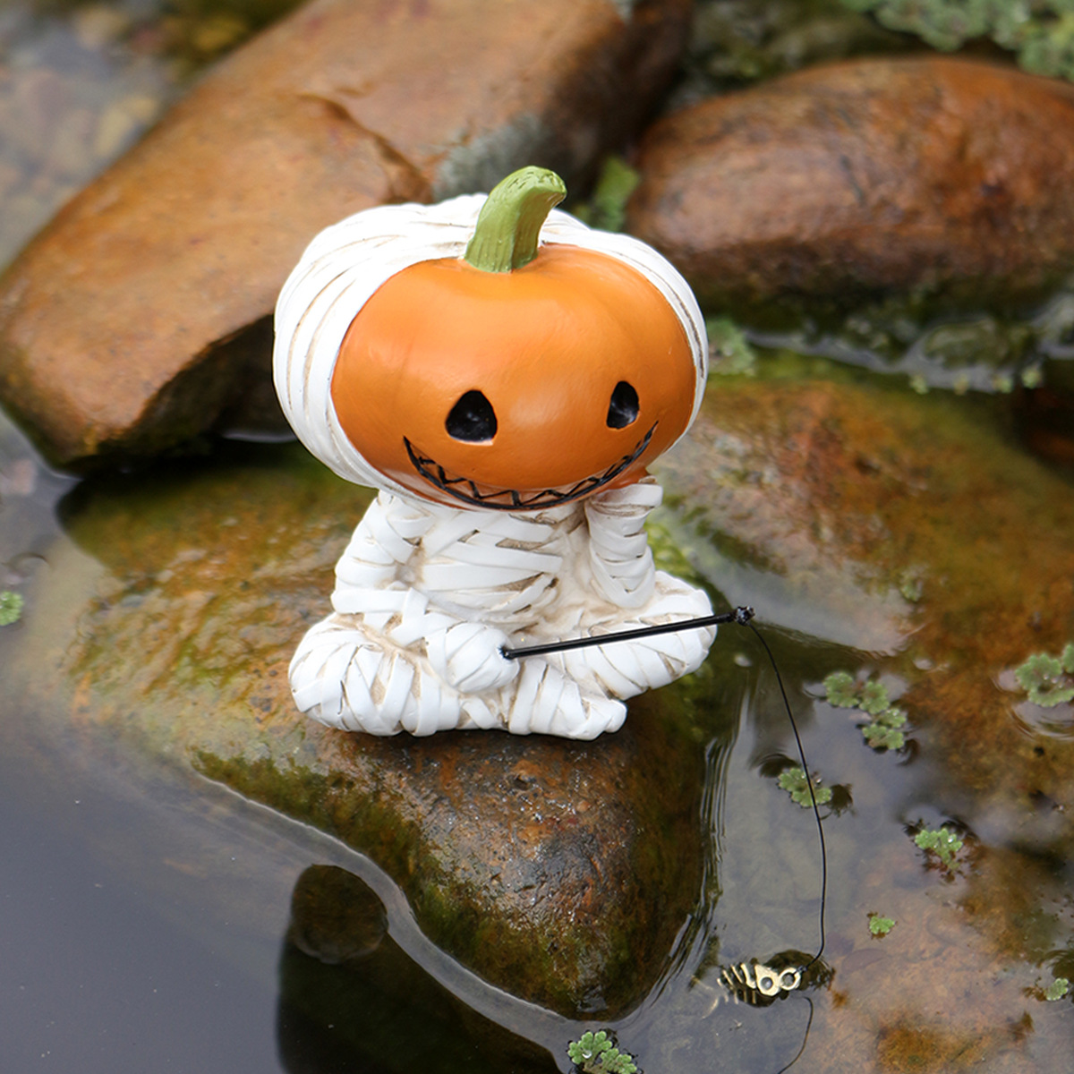 Halloween Bandage Pumpkin Doll Fishing Resin Ornaments Festive Atmosphere Decorative Crafts Halloween Gifts